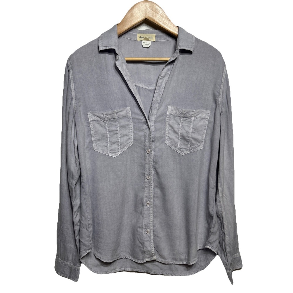 Anthropologie Cloth & Stone Button Down Shirt Blue Gray Size Large